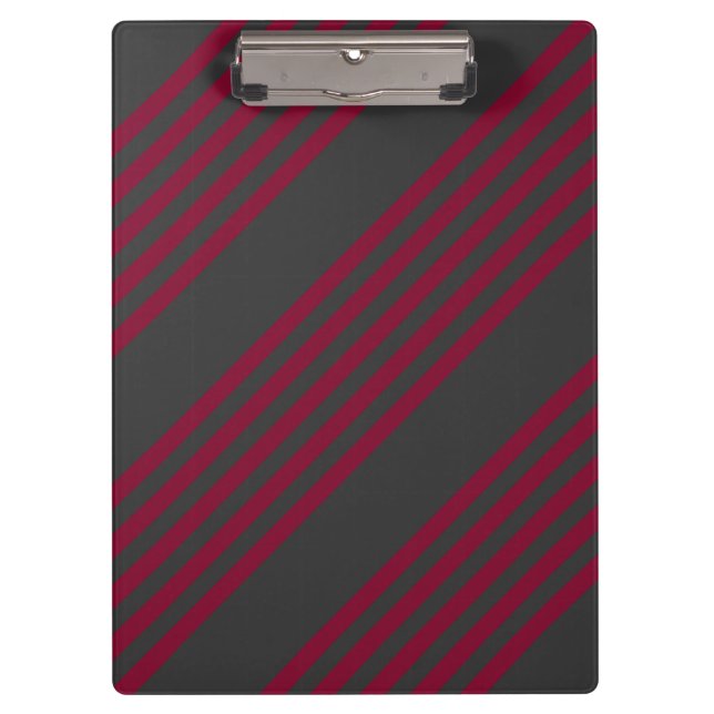 Burgundy red and charcoal five stripe pattern clipboard (Front)