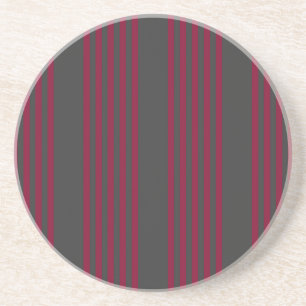 Burgundy red and charcoal five stripe pattern coaster