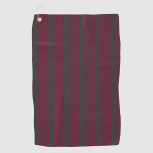 Burgundy red and charcoal five stripe pattern golf towel