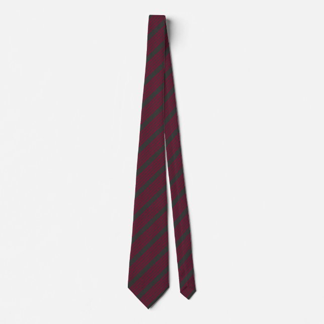 Burgundy red and charcoal five stripe pattern tie (Front)