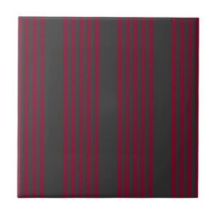 Burgundy red and charcoal five stripe pattern tile