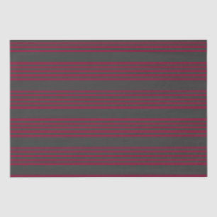 Burgundy red and charcoal five stripe pattern tissue paper