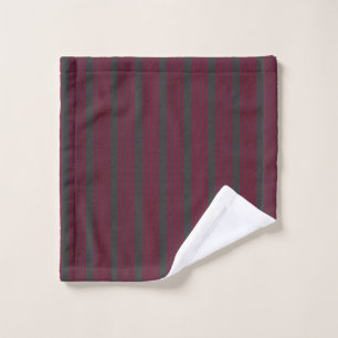 Burgundy red and charcoal five stripe pattern wash cloth