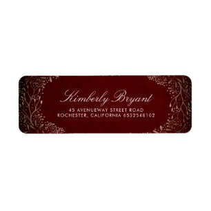 Burgundy Red and Faux Gold Foil Baby's Breath