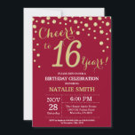 Burgundy Red and Gold 16th Birthday Diamond Invitation<br><div class="desc">16th Birthday Invitation with Burgundy Red and Gold Glitter Diamond Background. Gold Confetti. Kids Birthday. Teen Teenage Boy or Girl Birthday. For further customisation,  please click the "Customise it" button and use our design tool to modify this template.</div>