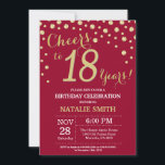 Burgundy Red and Gold 18th Birthday Diamond Invitation<br><div class="desc">18th Birthday Invitation with Burgundy Red and Gold Glitter Diamond Background. Gold Confetti. Adult Birthday. Male Men or Women Birthday. For further customisation,  please click the "Customise it" button and use our design tool to modify this template.</div>