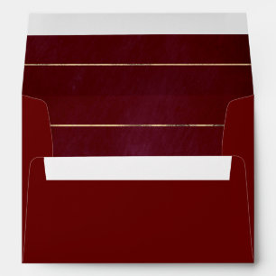 Burgundy Red and Gold Stripes Elegant Modern Envelope