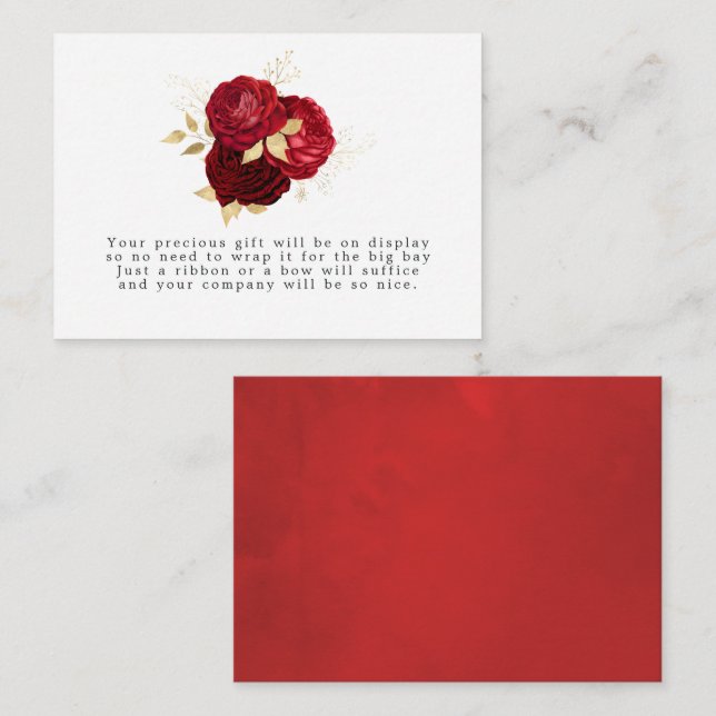 Burgundy Red and Gold Vintage Roses Enclosure Card (Front/Back)
