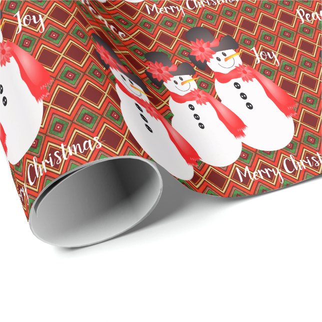Burgundy Red and Green Wrapping Paper (Roll Corner)