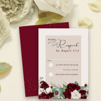Burgundy Red and Ivory Rose Elegant Floral