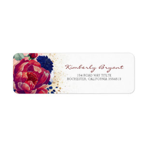 Burgundy Red and Navy Blue Floral