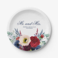 Burgundy Red and Navy Flowers Fall Wedding