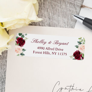 Burgundy Red and Pink Blush Rose Peony Floral