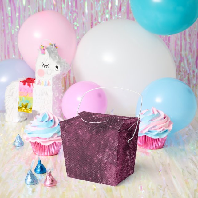 Burgundy Red and Silver Sparkle Favour Box (Party)