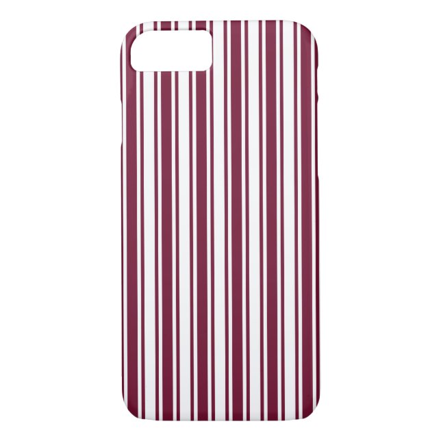 Burgundy red and white candy stripes Case-Mate iPhone case (Back)