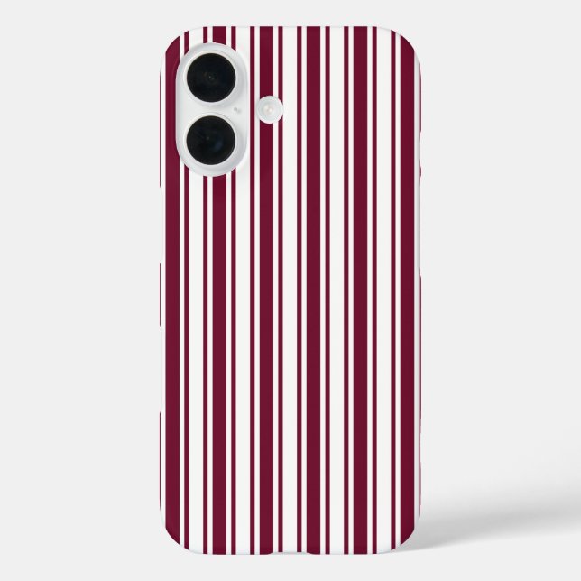 Burgundy red and white candy stripes Case-Mate iPhone case (Back)