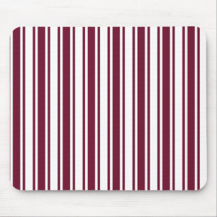 Burgundy red and white candy stripes mouse mat
