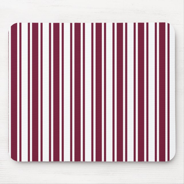 Burgundy red and white candy stripes mouse mat (Front)