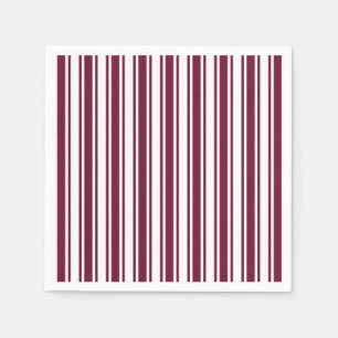 Burgundy red and white candy stripes napkin