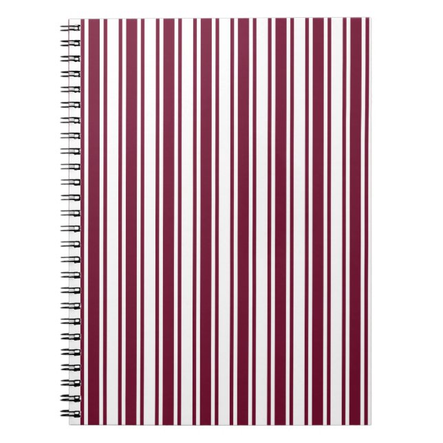 Burgundy red and white candy stripes notebook (Front)