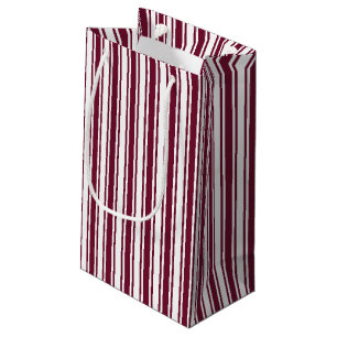 Burgundy red and white candy stripes small gift bag