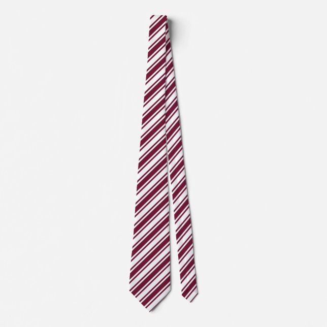 Burgundy red and white candy stripes tie (Front)
