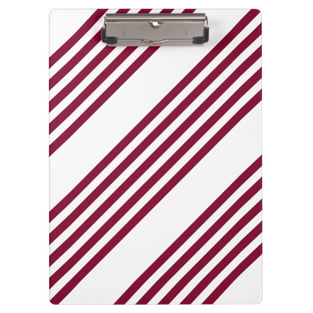 Burgundy red and white five stripe pattern clipboard (Front)