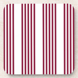 Burgundy red and white five stripe pattern coaster