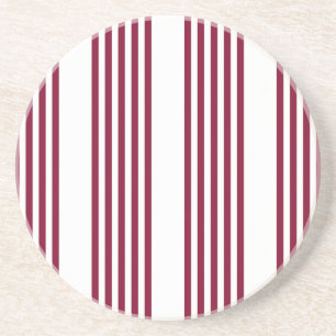 Burgundy red and white five stripe pattern coaster