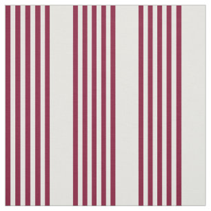 Burgundy red and white five stripe pattern fabric