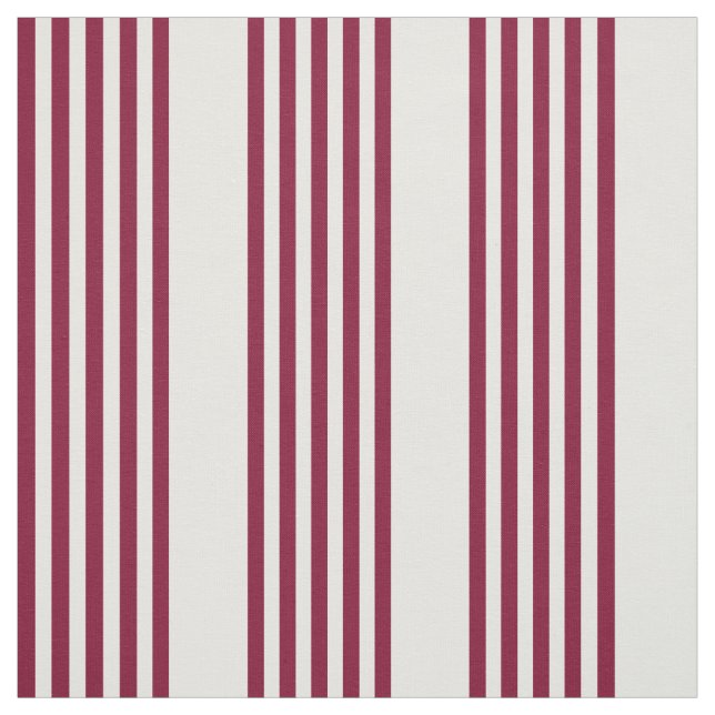 Burgundy red and white five stripe pattern fabric (Swatch)