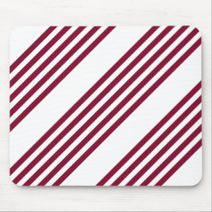 Burgundy red and white five stripe pattern mouse mat