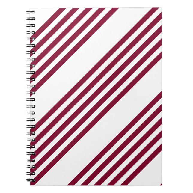 Burgundy red and white five stripe pattern notebook (Front)