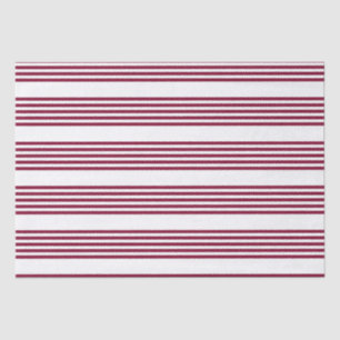 Burgundy red and white five stripe pattern tissue paper