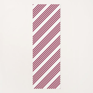 Burgundy red and white five stripe pattern yoga mat