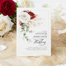 Burgundy Red and White Flowers Elegant Wedding