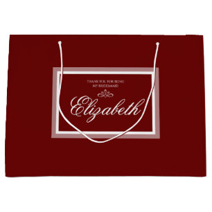 Burgundy red and white large gift bag