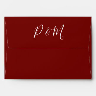 Burgundy Red and White Minimalist Wedding  Envelope