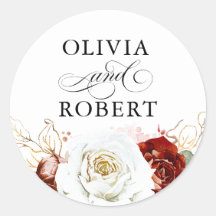 Burgundy Red and White Modern Floral Boho Wedding