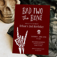Burgundy Red Bad Two The Bone 2nd Birthday Party