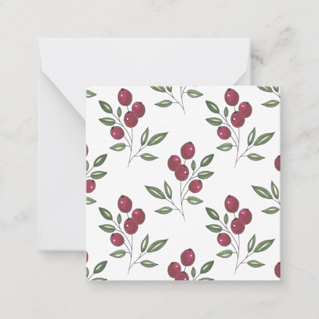 Burgundy Red Berries Pattern Card (Front)