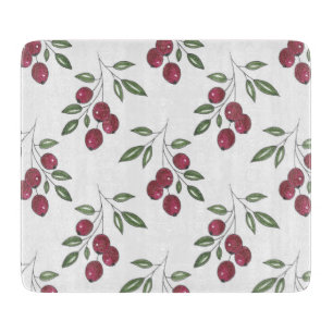 Burgundy Red Berries Pattern  Cutting Board