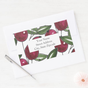 'Burgundy Red Berries Pattern' Labels