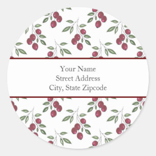'Burgundy Red Berries Pattern' Labels
