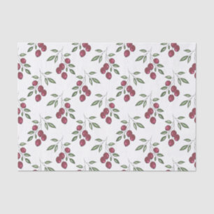Burgundy Red Berries Pattern Tissue Paper