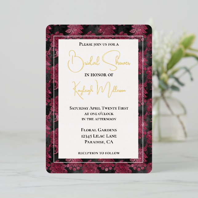 Burgundy Red Black Floral Bridal Shower (Standing Front)