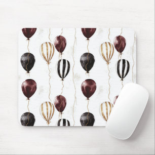 Burgundy Red Black Gold White Balloons Mouse Mat