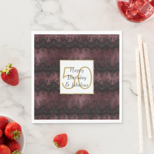Burgundy Red Black Lace 50 and Fabulous Napkin