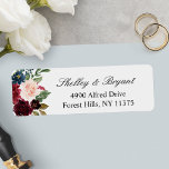 Burgundy Red Blush Blue Watercolor Floral<br><div class="desc">Burgundy Red Blush Blue Watercolor Floral Return Address Label. 
(1) For further customisation,  please click the "customise further" link and use our design tool to modify this template. 
(2) If you need help or matching items,  please contact me.</div>