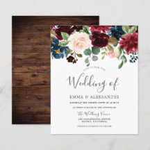 Burgundy Red Blush Budget Wedding Invitation